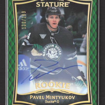 2025 Upper Deck Stature Pavel Mintyukov #49 Green 130/199 Auto