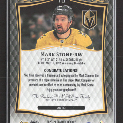 2025 Upper Deck Stature Mark Stone #10 Auto