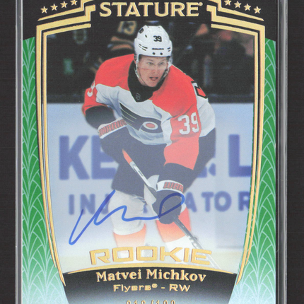 2025 Upper Deck Stature Matvei Michkov #32 Auto Green 016/199 Auto
