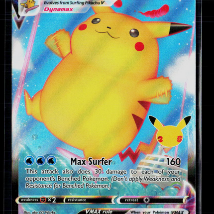 Pokemon 2021 Celebrations Surfing Pikachu VMAX #9/25
