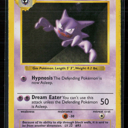 Pokemon 1999 Base Set Shadowless Haunter #29/102