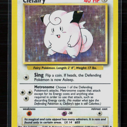 Pokemon 1999 Base Set Clefairy #5/102