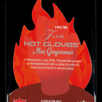 2026 Fleer Ultra Golf Flair Hot Gloves Max Greyserman #HG-16 Die-Cut
