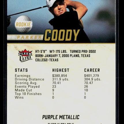 2026 Fleer Ultra Golf Parker Coody #43 Purple Metallic