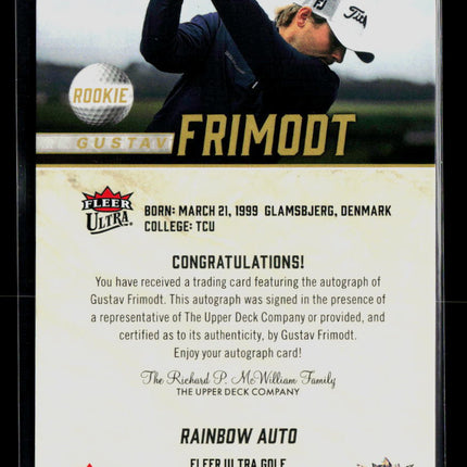 2026 Fleer Ultra Golf Gustav Frimodt #52 Rainbow Auto Auto