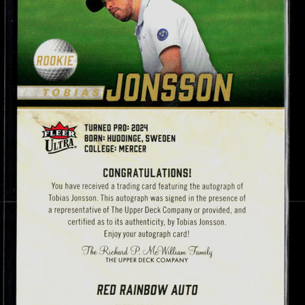 2024 Fleer Ultra Golf Tobias Jonsson #36 Red Rainbow Auto 031/199 Auto