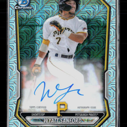 2024 Bowman Chrome Wyatt Sanford #BMA-WS Aqua Mojo Refractor Auto