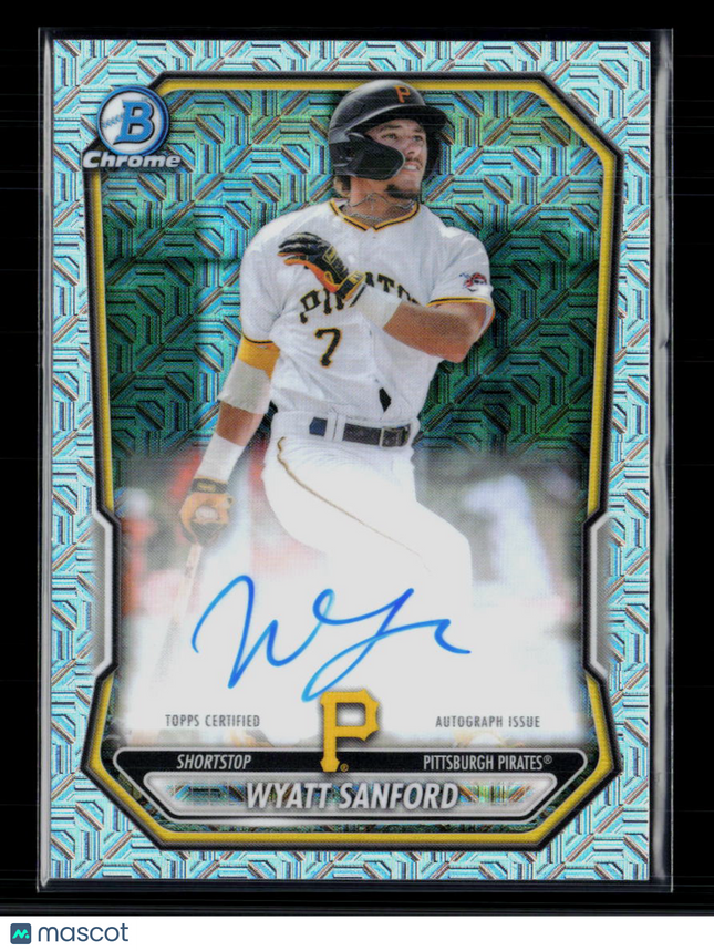2024 Bowman Chrome Wyatt Sanford #BMA-WS Aqua Mojo Refractor Auto
