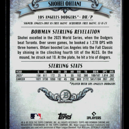 2026 Topps Bowman Chrome Sterling Revelation Shohei Ohtani #BST-6 Mojo
