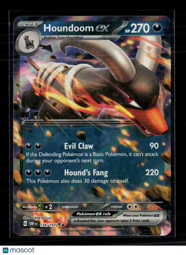Pokemon 2023 Obsidian Flames Houndoom EX RR #134/197
