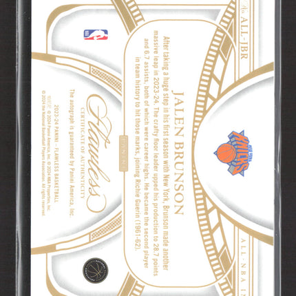 2024 Panini Flawless All-NBA Ink Jalen Brunson #ALL-JBR 15/25 Auto Knicks