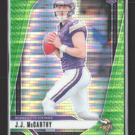 2024 Panini Prizm Football J.J. McCarthy #400 Neon Green Pulsar RC