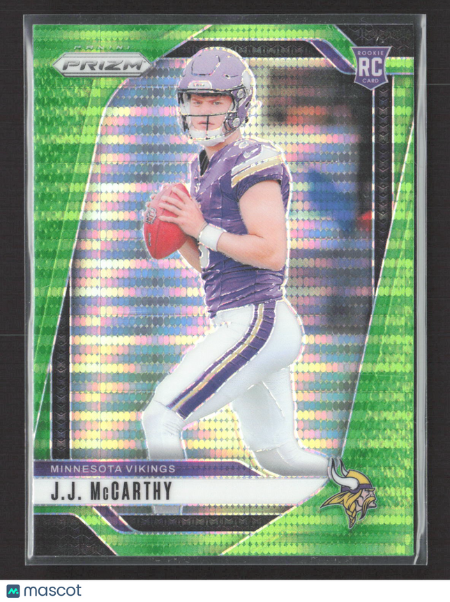 2024 Panini Prizm Football J.J. McCarthy #400 Neon Green Pulsar RC