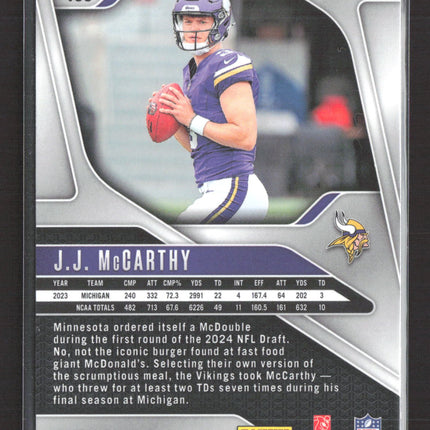 2024 Panini Prizm Football J.J. McCarthy #400 Neon Green Pulsar RC
