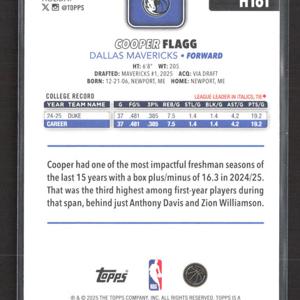 2025 Topps Holiday Cooper Flagg #H161 RC
