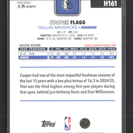 2025 Topps Holiday Cooper Flagg #H161