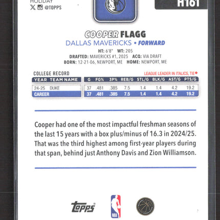 2025 Topps Holiday Cooper Flagg #H161