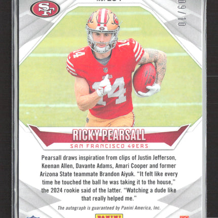 2025 Panini Phoenix Ricky Pearsall #234 Auto Gold Pandora Rc /10