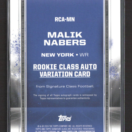 2024 Topps Signature Class Malik Nabers #RCA-MN Rookie Teal 068/225 Auto