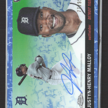 2025 Topps Chrome Platinum Justyn-Henry Malloy #CPA-JMA Blue RC Auto /99