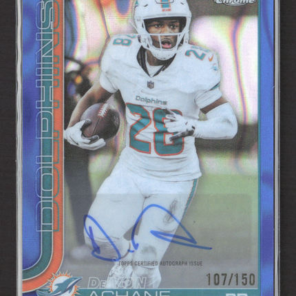 2025 Topps Chrome De'Von Achane #BA-DA Blue RayWave 107/150 Auto