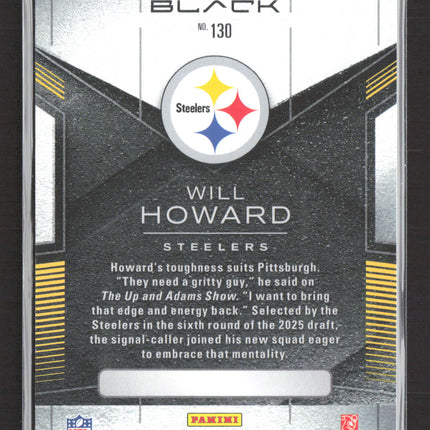 2025 Panini Black Football Will Howard #130 RC Sapphire 20/50