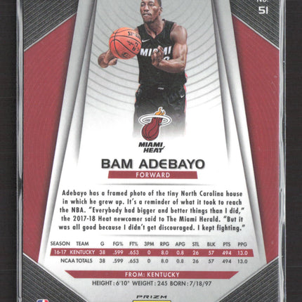 2017 Panini Prizm Bam Adebayo #51 RC Silver