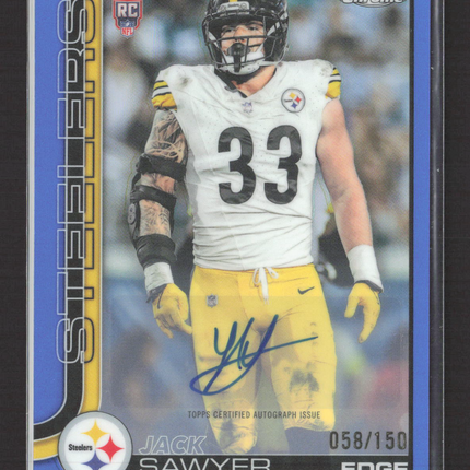 2025 Topps Chrome Jack Sawyer #RA-JSA Blue Refractor 058/150 RC Auto