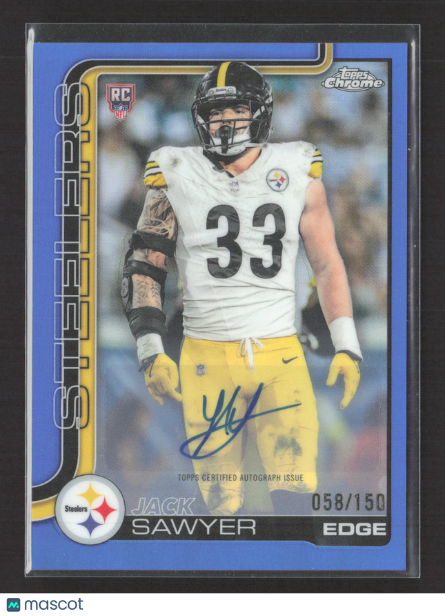 2025 Topps Chrome Jack Sawyer #RA-JSA Blue Refractor 058/150 RC Auto