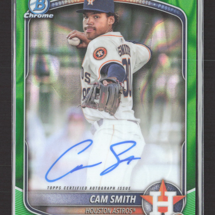 2025 Topps Bowman Chrome Cam Smith #CPA-CSM Green RayWave 74/99 Auto