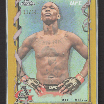 2024 Topps Chrome Allen & Ginter Israel Adesanya #AAG-7 Gold Refractor 11/50