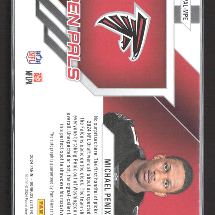 2024 Panini Donruss Elite Pen Pals Michael Penix Jr. #PAL-MPE RC Auto Purple