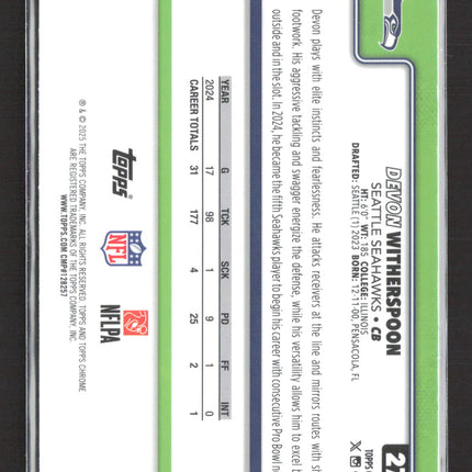 2025 Topps Chrome Devon Witherspoon #277 Blue Sapphire