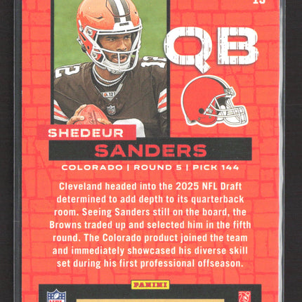 2025 Panini Rookies & Stars Draft Class Shedeur Sanders #19 Gold 08/10 RC