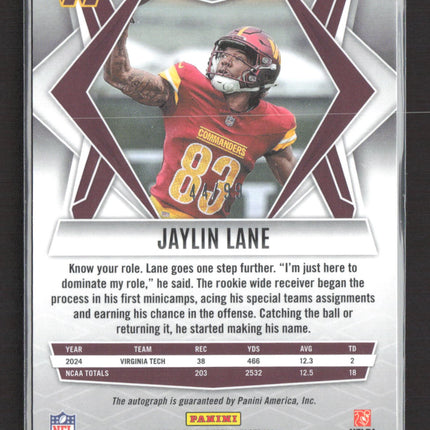 2025 Panini Phoenix Jaylin Lane #186 RC Auto Red /99