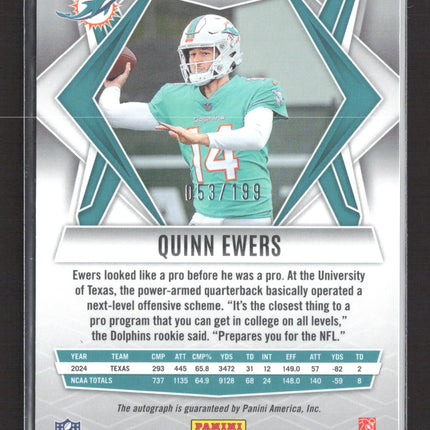 2025 Panini Phoenix Football Quinn Ewers #159 RC 053/199 Auto