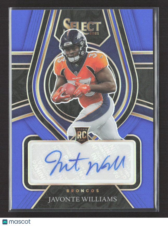 2022 Panini Select Prizm Javonte Williams #RS-JWI 06/75 RC Auto Blue