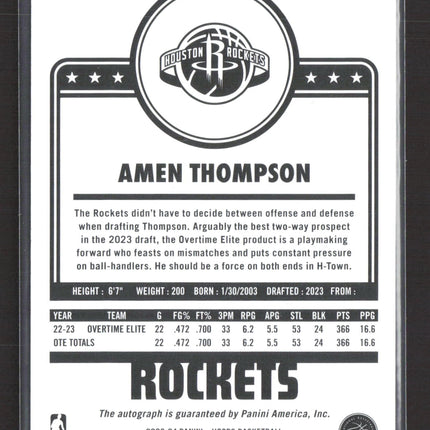 2023 Panini NBA Hoops Amen Thompson #300 RC 02/10 Auto Premium Set