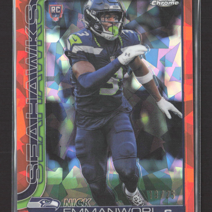 2025 Topps Chrome Nick Emmanwori #348 Orange Sapphire Refractor RC 19/25