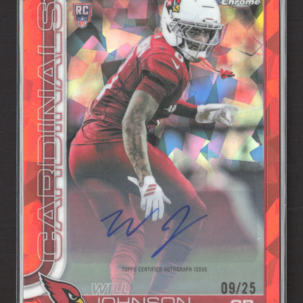 2025 Topps Chrome Will Johnson #RA-WJ Orange Sapphire 09/25 RC Auto