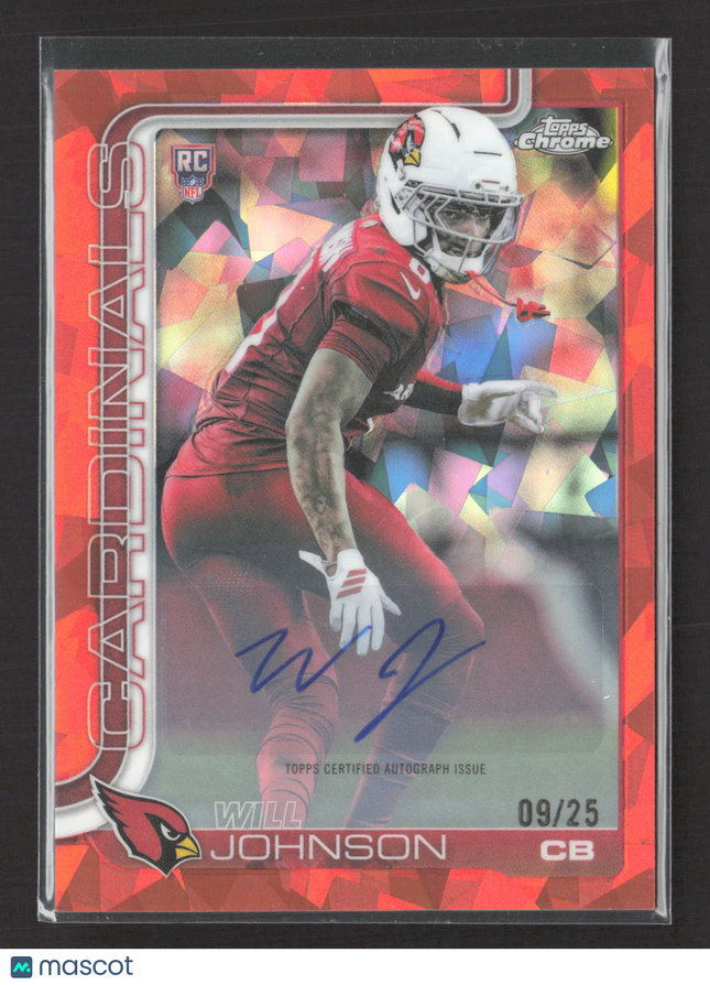 2025 Topps Chrome Will Johnson #RA-WJ Orange Sapphire 09/25 RC Auto
