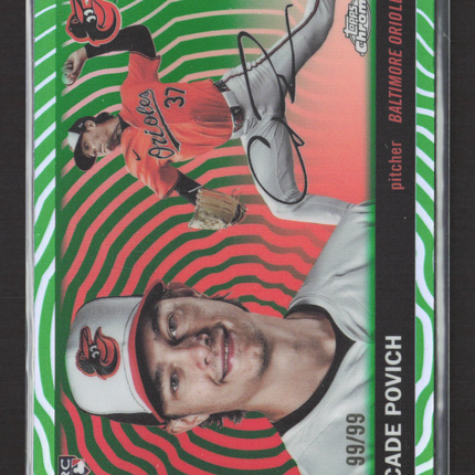 2025 Topps Chrome Cade Povich #319 Green Sonar Refractor RC /99