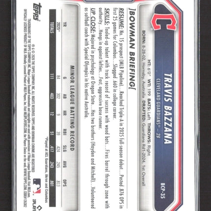 2026 Bowman Chrome Travis Bazzana #BCP-35 fuschia reptilian 140/199