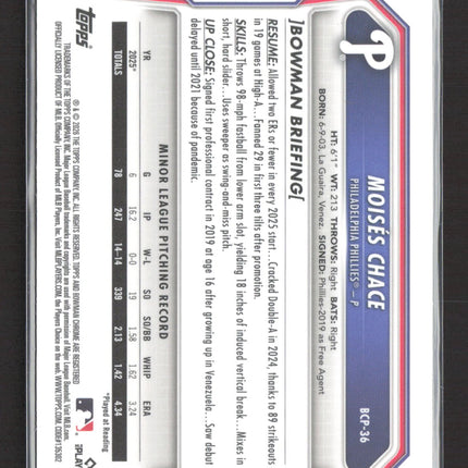 2025 Bowman Chrome Moises Chace #BCP-36 Wave Refractor 232/350