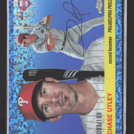2025 Topps Chrome Chase Utley #479 Blue Mini Diamond 003/199