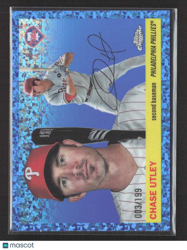 2025 Topps Chrome Chase Utley #479 Blue Mini Diamond 003/199