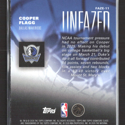 2026 Topps Unfazed Cooper Flagg #FAZE-11 RC