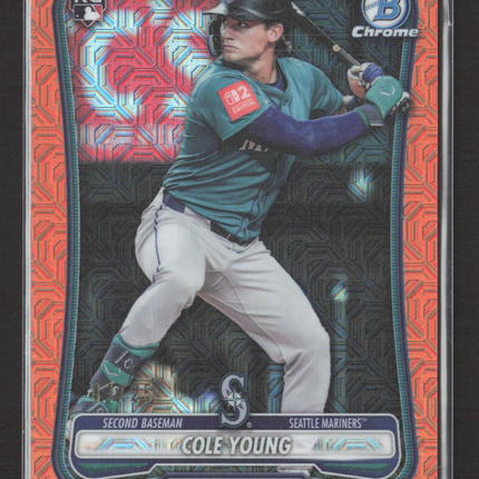 2026 Topps Bowman Chrome Cole Young #78 Orange Mojo Refractor RC /25