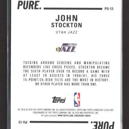 2026 Topps Signature Class Pure John Stockton #PU-13