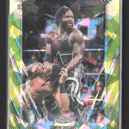 2026 Topps Chrome WWE Saquon Shugars #154 Yellow Sapphire RC 03/75
